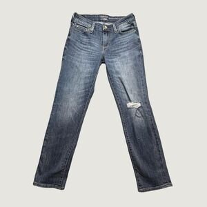 Levi's Signature Jeans Womens 2 W26 Blue Denim Mid-Rise Slim Cuffed Distressed
